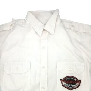 14 Year Old American Heritage White Button Up W/Patches Size XL